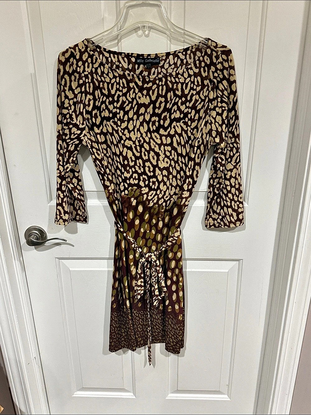 Mile Gabrielle Animal Print Mini Dress in Brown & Green Size Medium Like New BL5